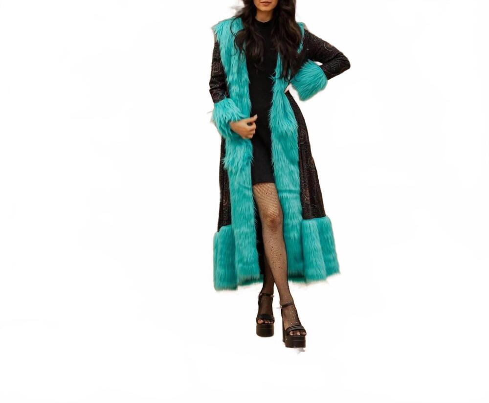 NEW JENNAFER GRACE penny deluxe toxique embroidered jacket in turquoise (teal) f